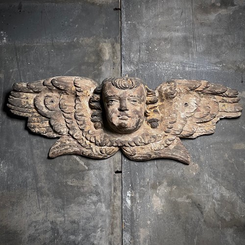 French Carved Angel Wall Frieze C.1750