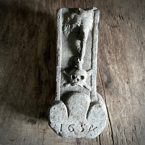 Carved Stone Italian Plague Marker D.1654