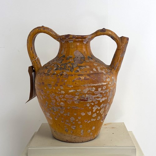 French Terracotta Pot With Decorative Time Worn Patina 