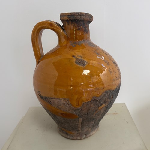 French Terracotta Pot With Decorative Time Worn Patina