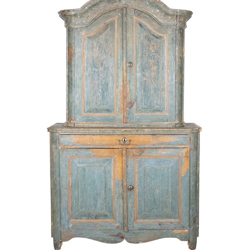 19Th Century Provincial Rococo Cabinet In Rare To Find Original Paint