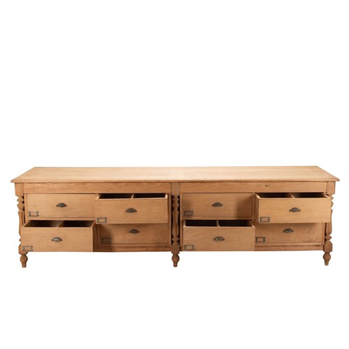 Large 19Th Century French Bleached Oak Shop Counter