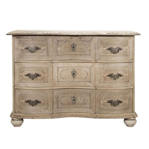 18Th Century French Serpentine Front Commode In Bleached Oak