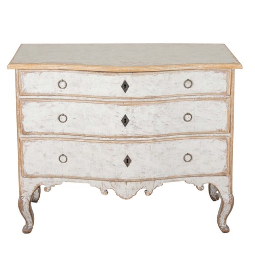 18Th Century Swedish Rococo Serpentine Front Commode