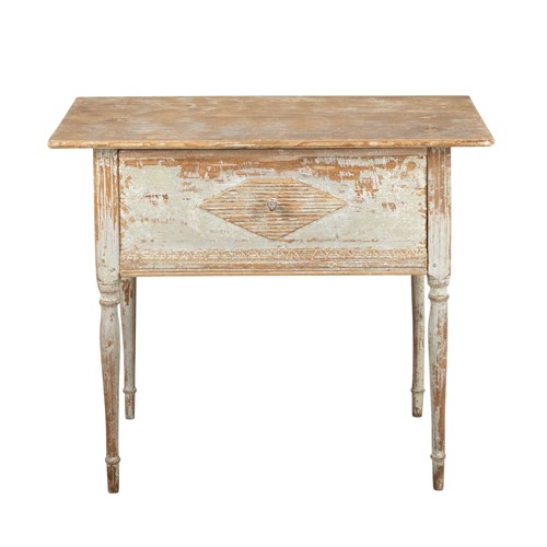 19Th Century Swedish Gustavian Side Table Dry Scraped To Original Paint