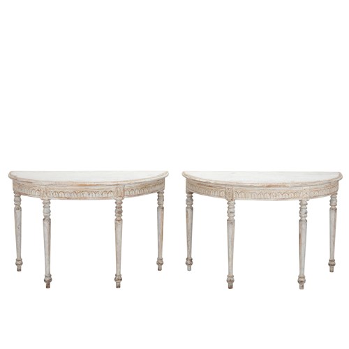 Pair Of 19Th Century Swedish Demi Lunes