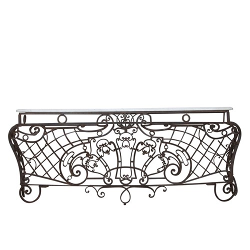 Large Late 18Th Century French Hand-Forged Iron Balcony Console