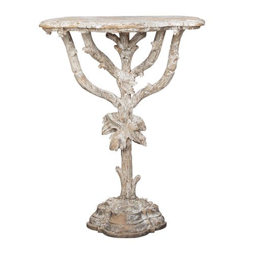 19Th Century French Console Table In Carved Wood Branch Design