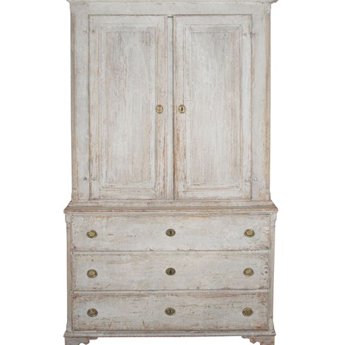 Large 19Th Century Swedish Gustavian Two Part Cupboard