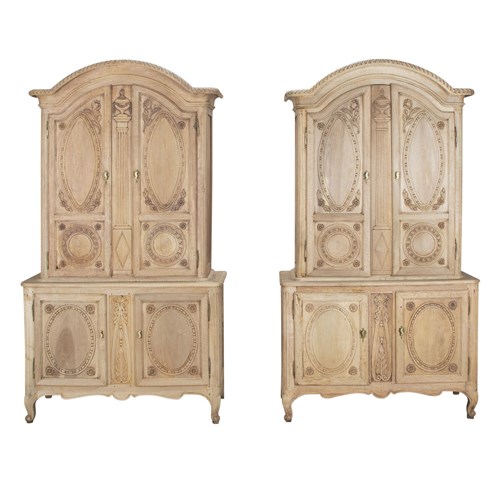 Pair Of Large Late 19Th Century French Bleached Cabinets
