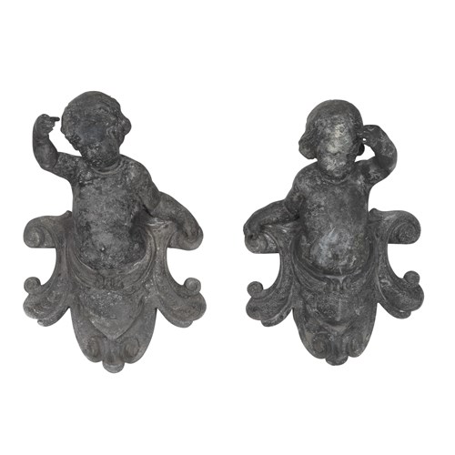Pair Of 19Th Century French Cast Alloy Putti Figures
