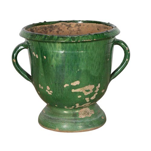 19Th Century French Green Glazed Pot