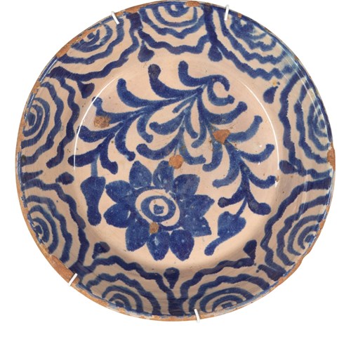 Late 19Th Century Spanish Blue And White Fajalauza Bowl