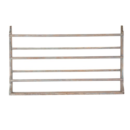 19Th Century Swedish Plate Rack In Original Light Blue Paint