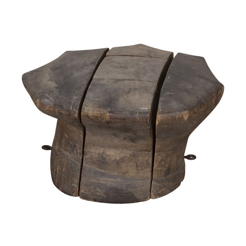 19Th Century French Seven Piece Wooden Hat Mould In The Form Of A Torque