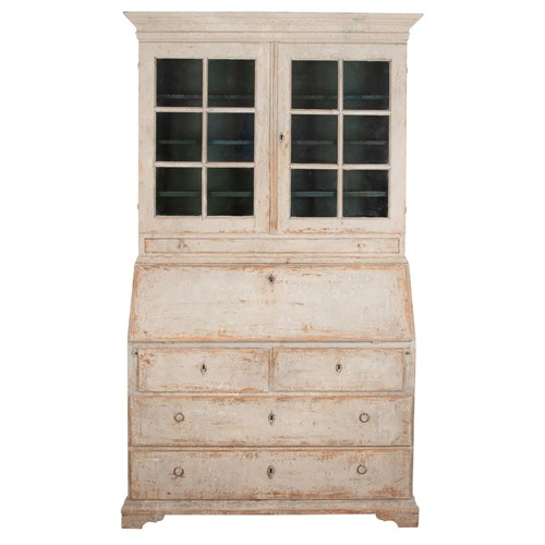 19Th Century Swedish Provincial Gustavian Secretary Cabinet