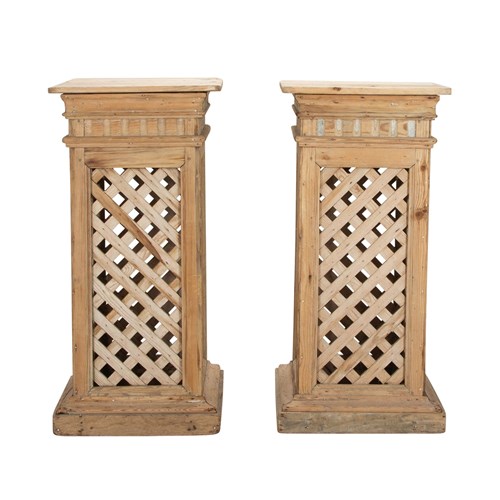 Pair Of 19Th Century French Carved Wooden French Columns