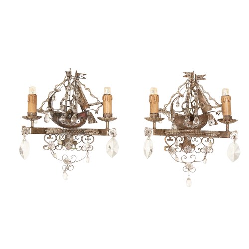 Pair Of Late 19Th Century French Decorative Galleon Wall Lights