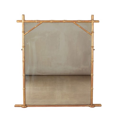 19Th Century Giltwood And Faux Bamboo Overmantle Mirror
