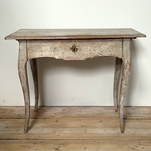 18Th Century Swedish Rococo Table With Decorative Cabriolet Legs 