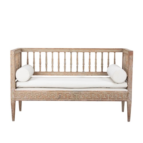 19Th Century Swedish Ladder Back Sofa With Greek Key Design