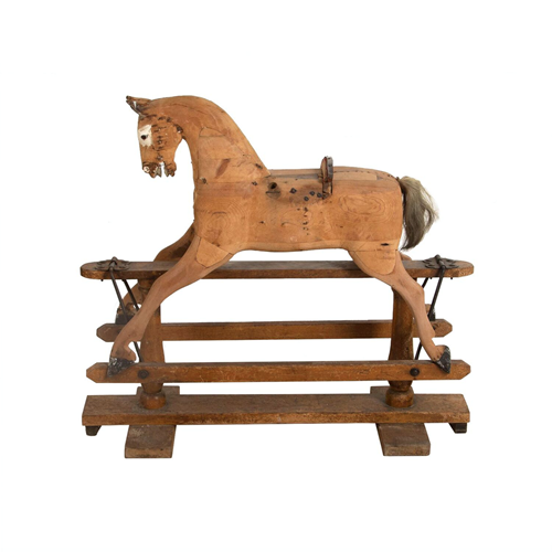 19th Century Carved Wooden Rocking Horse