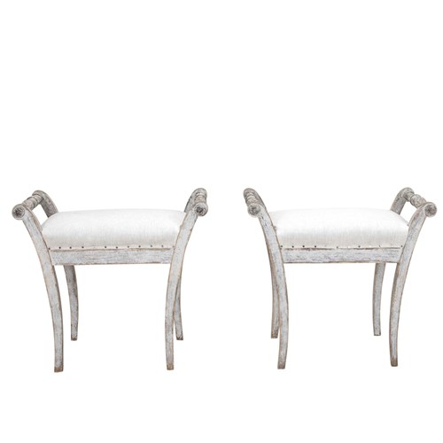 Pair Of Late 19Th Century Swedish Gustavian Style Footstools
