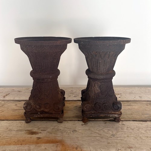 Pair Of 19Th Century Cast Iron Urns 