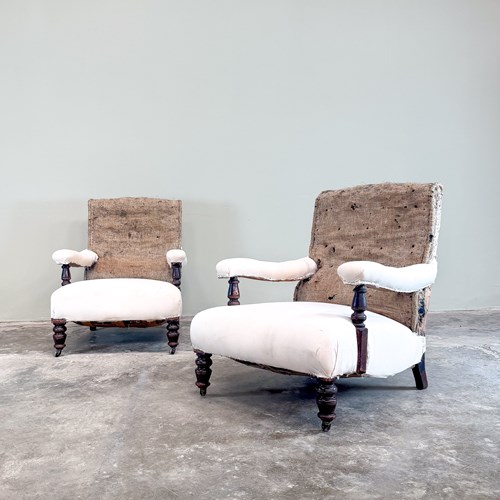 Large Pair Of Open Arm Library Chairs