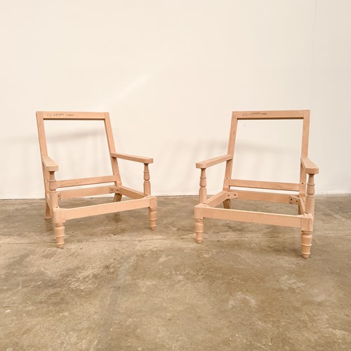 Pair Of Bespoke Open Arm Library Chair Frames