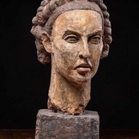 Sculptured polychromed Female modelled Head