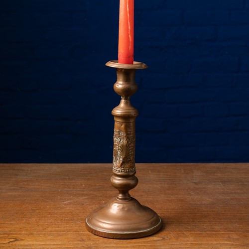 Antique candle holder made of copper alloy