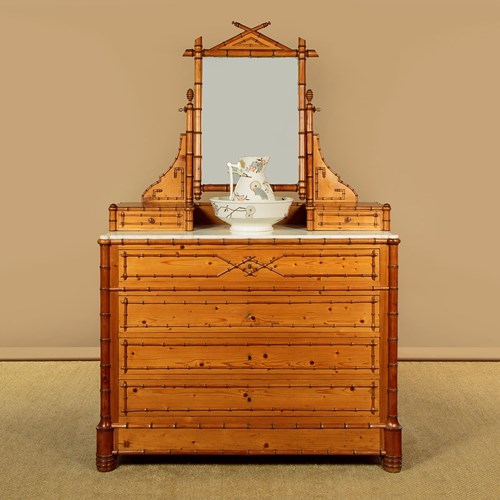 Faux Bamboo Dressing Table Chest Of Drawers C.1890