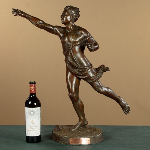 Spelter Figure Of A Javelin Thrower By Jean-Louis Gregoire C.1900