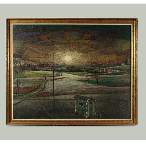 Large Landscape Painting By Joris Houwen Dated 1969