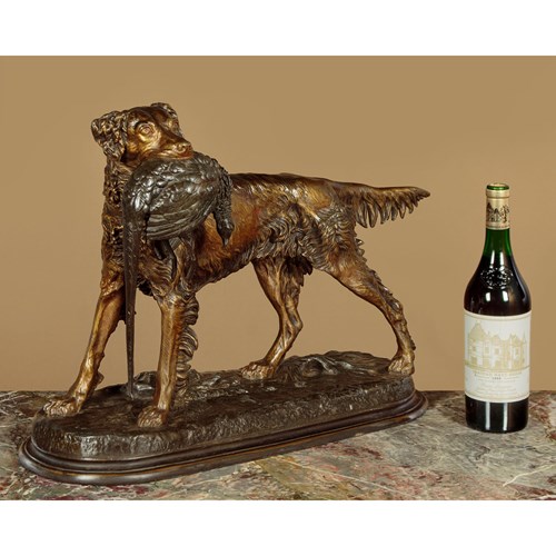 Sculpture Of A Gun Dog By Jules Moigniez C.1890