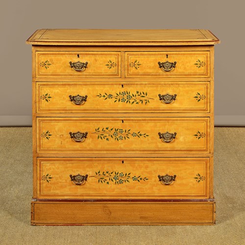 Small Painted Pine Chest Of Drawers C.1890