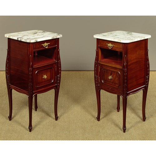 Pair Of Marble Top Bedside Cabinets C.1890