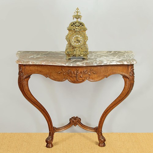 Oak & Marble Top Console Table C.1930