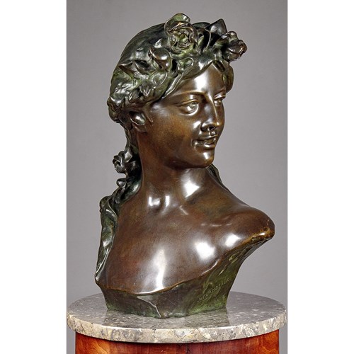 Bronze Bust Of A Young Woman By Lambeaux C.1900
