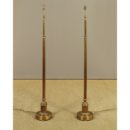 Pair Of Brass Standard Lamps C.1960
