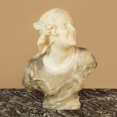 Large Alabaster Bust Of A Woman C.1900