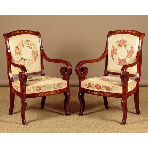 Inlaid Mahogany Armchairs C.1840