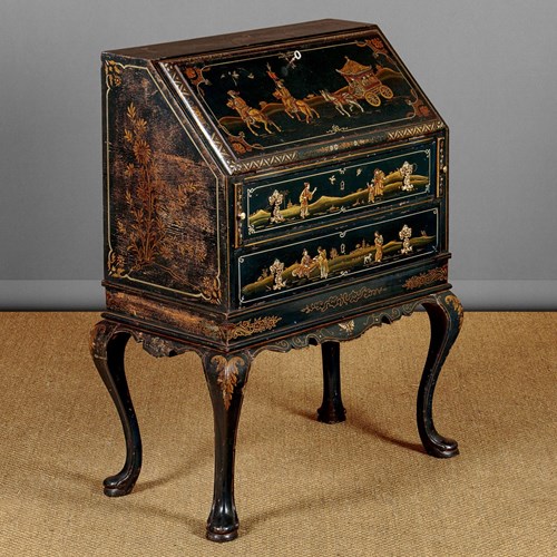 Small Queen Anne Style Chinoiserie Bureau C.1930