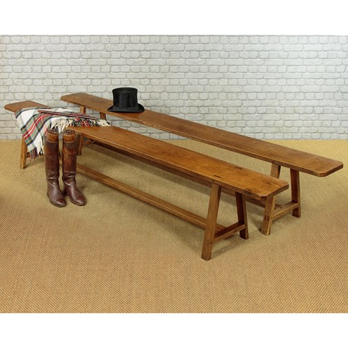 Pair Of Long Oak Refectorybenches