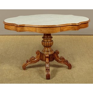 Marble Top Walnut Centre Table C.18...