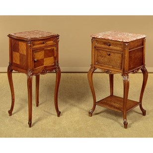 Walnut & Marble Top Bedside Cabinet...