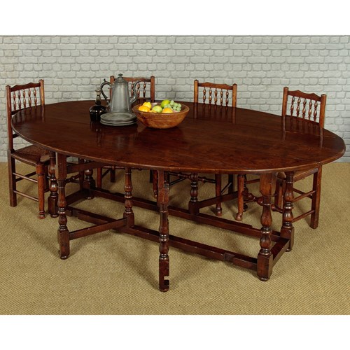 Large Oak Drop Leaf Dining Table