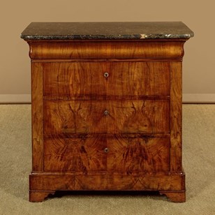 Small Walnut & Marble Top Commode C...