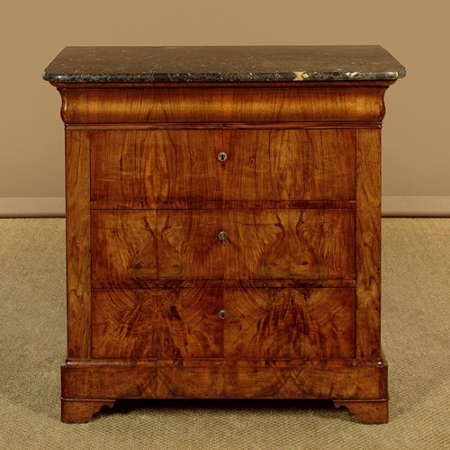 Small Walnut & Marble Top Commode C.1840